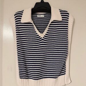 Sonoma Navy and White Striped Vest